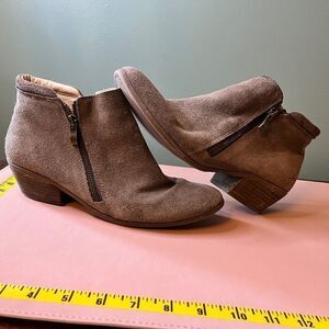 April Italian Shoemaker Leather Booties Ankle Boots Zip-up Suede 9.5M Brown